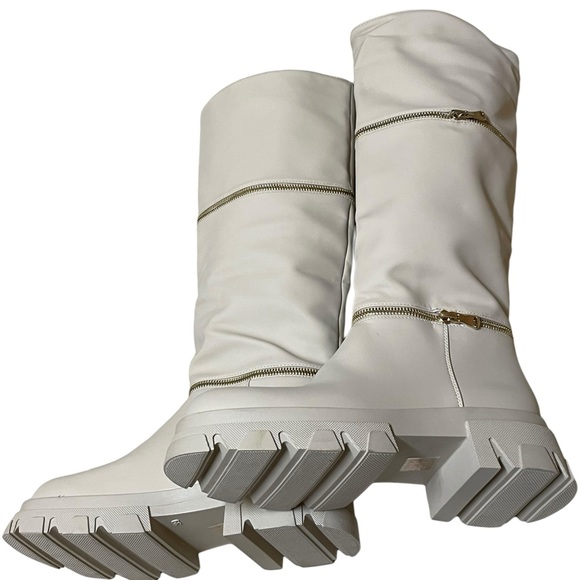 Vivianly Platform Knee High Booties Chunky Heel Round Toe Pull-on Long Boots - Picture 5 of 10